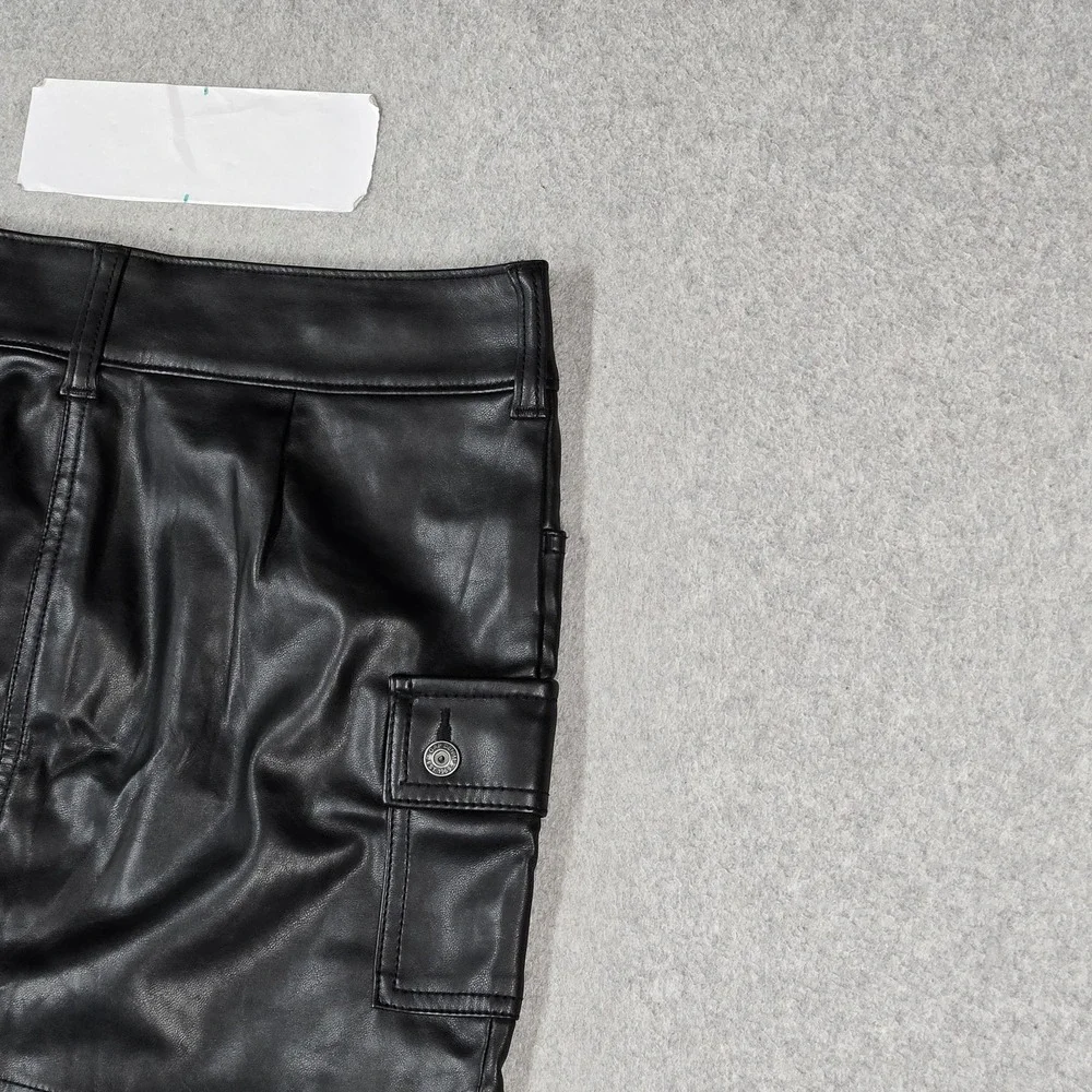 GAP Girls Skirt 14 (13-14Y) Black Mini Faux Leather Skater Grunge NWT